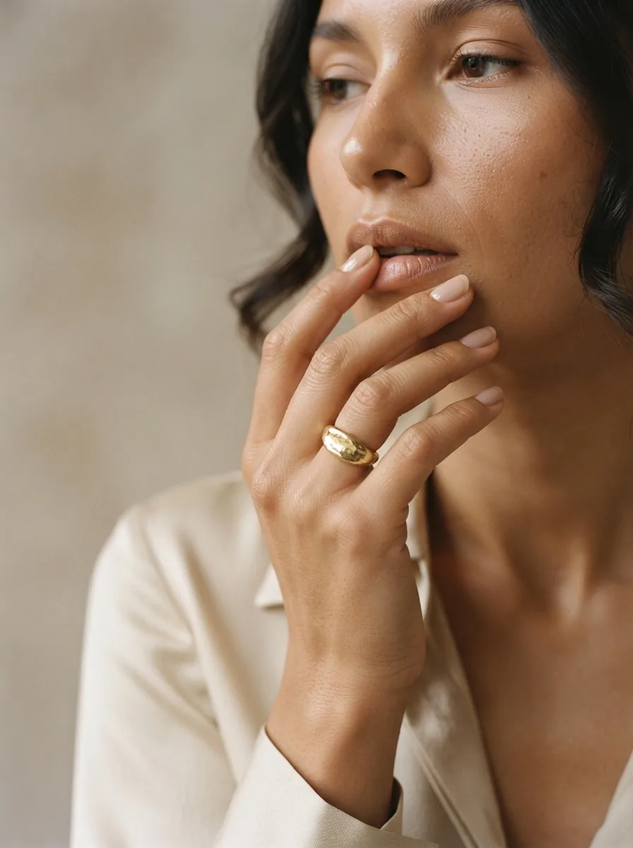 Ring · Warm editorial AI jewelry model reference
